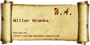 Willer Aranka névjegykártya